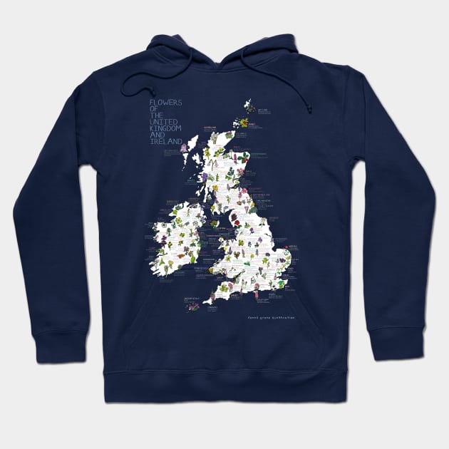 Flower map of the UK and Ireland Hoodie by JennyGreneIllustration